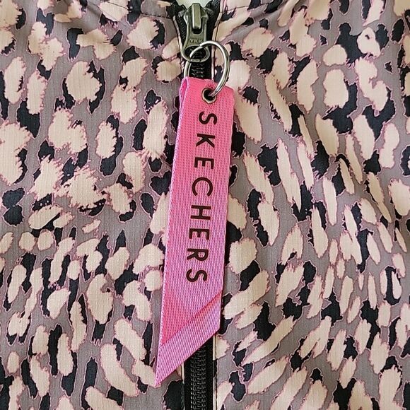 Skechers Cheetah Animal Print Pink Black Lightweight Jacket - Size Large - Picture 6 of 16